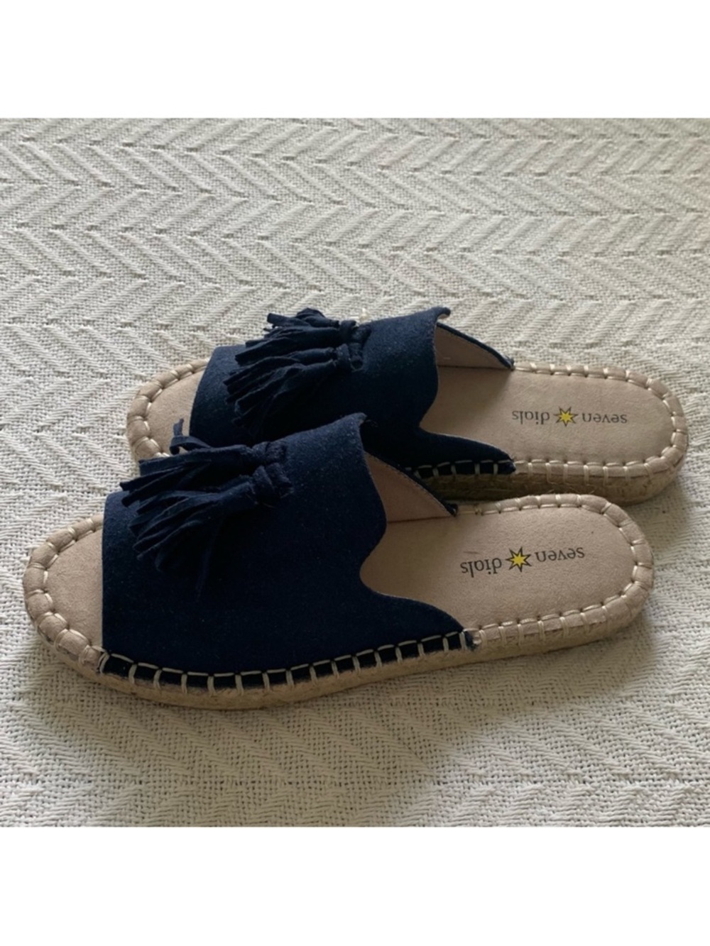 Seven Diols Espadrille Navy Blue Tassel Sandals